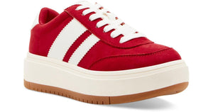 Navida Lace-Up Low-Top Platform Sneakers- Red