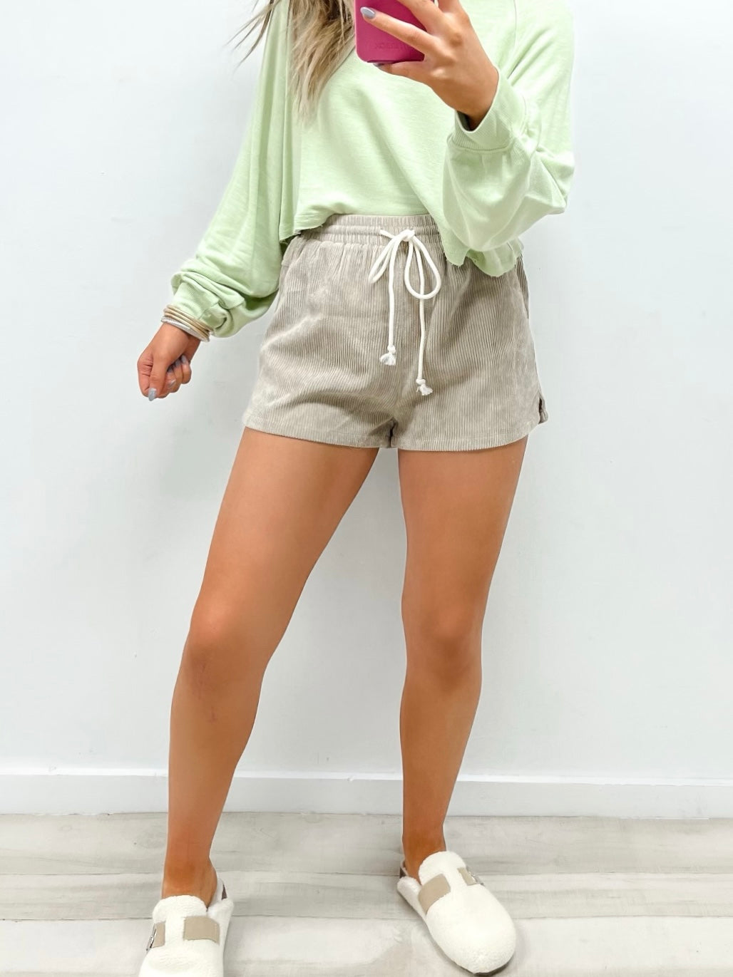 Cozy Corded Shorts- Sandstone