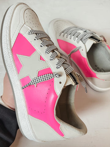 Paz Neon Pink Star Sneaker