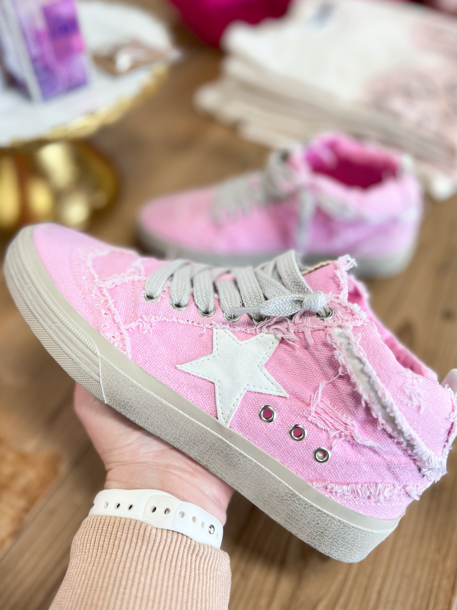 Paulina Pink Canvas High Top Sneakers Davis Country Store