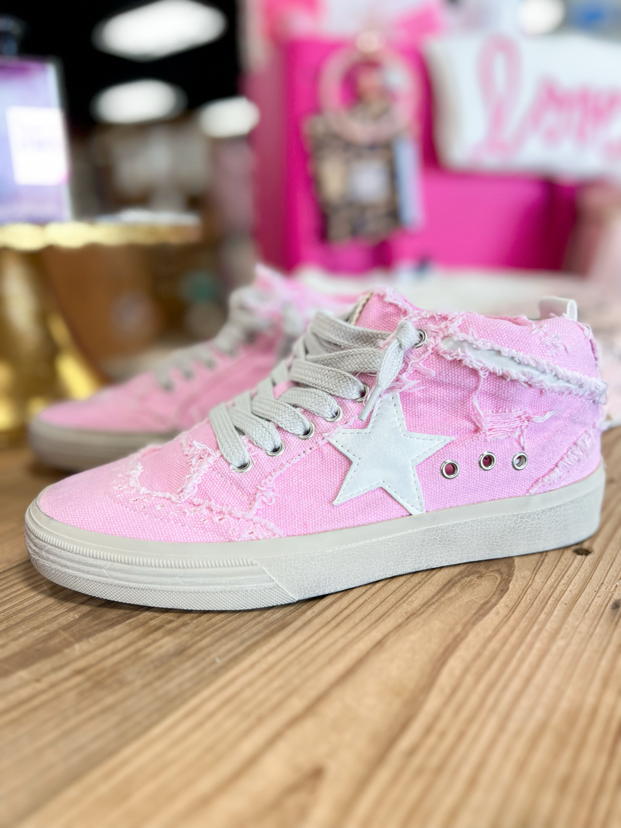 Paulina Pink Canvas High Top Sneakers Davis Country Store