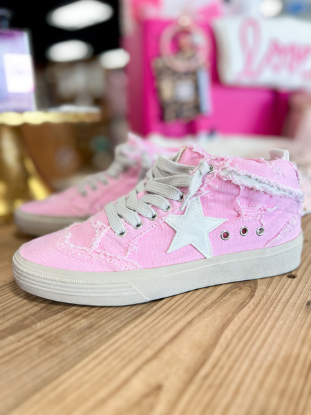 Paulina Pink Canvas High Top Sneakers