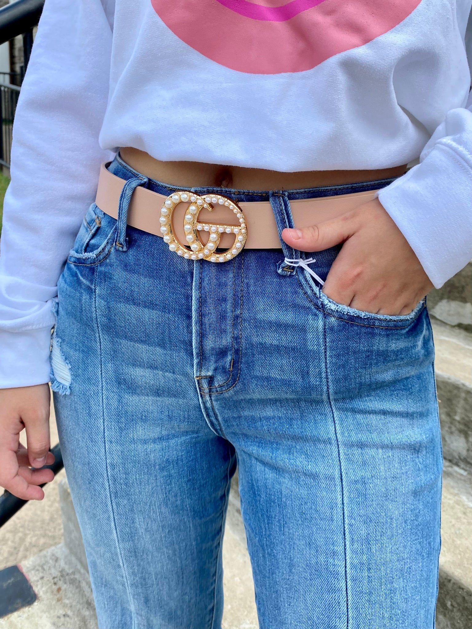 Retail Therapy Belt- Pink Pearl