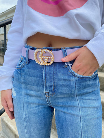 Retail Therapy Belt- Lilac Pearl