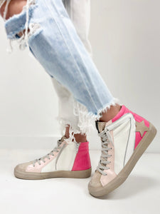 Roxanne High Top Star Sneakers- Pink Lizard
