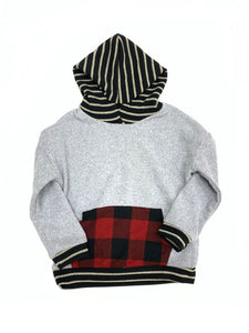 Grey Buffalo Plaid Kids Hoodie