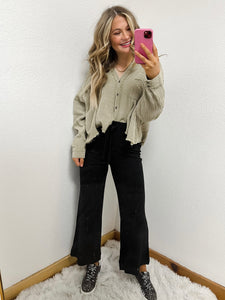 Cropped Button Top- Sandstone