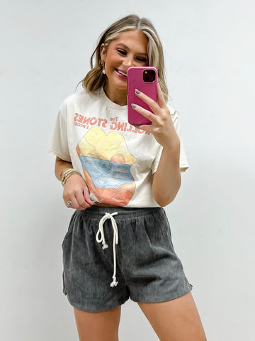 Cozy Corded Shorts- Charcoal
