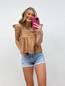 Autumn Baby Doll Top- Tan
