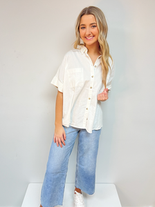 Linen Boho Top- White