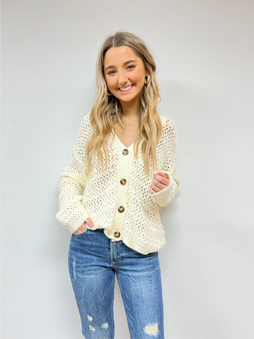 Button Front Ivory Sweater