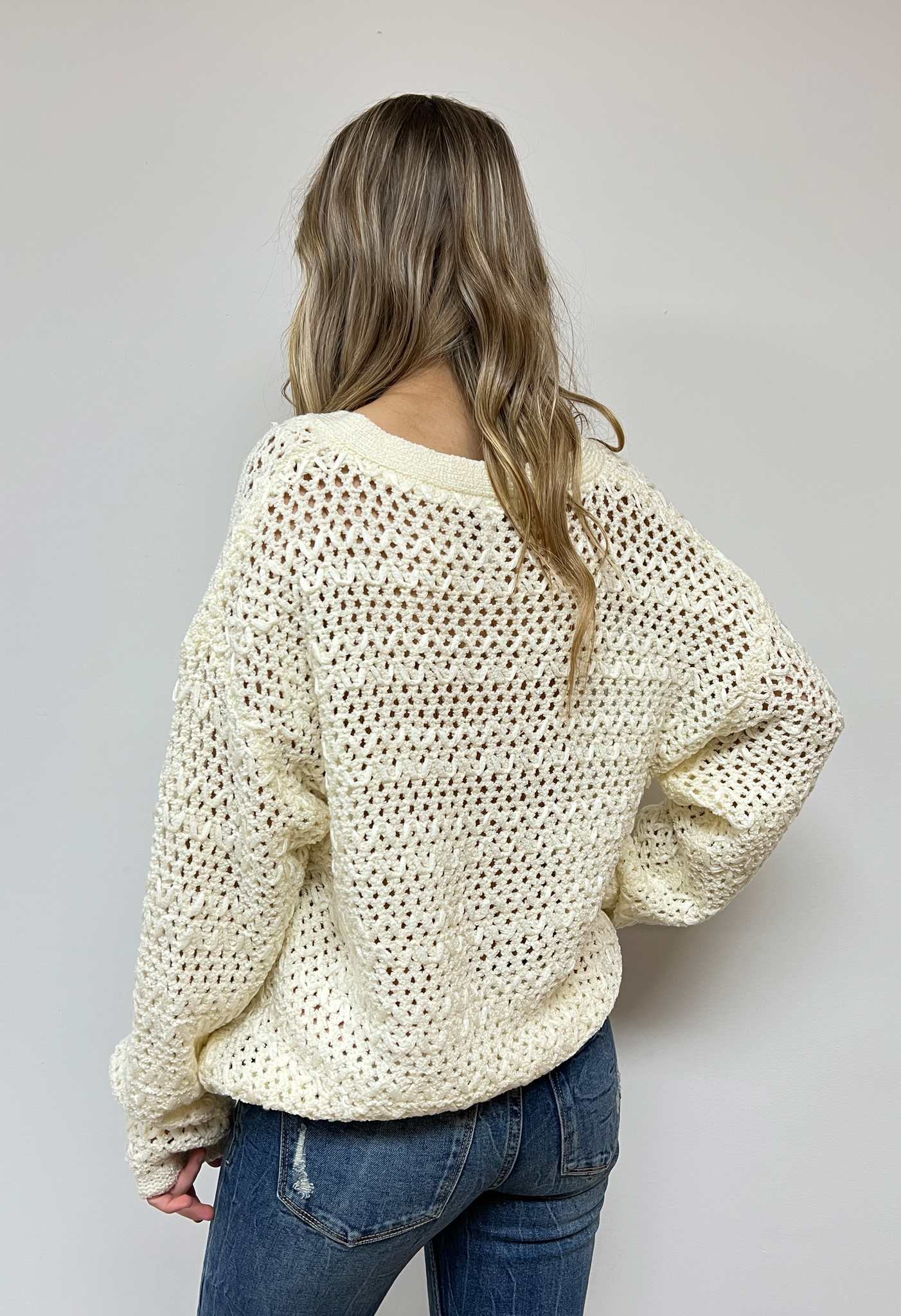 Button Front Ivory Sweater