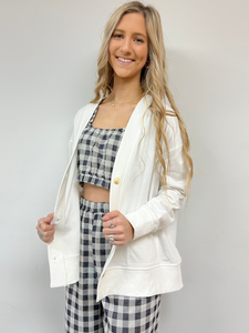 Cotton Blend Cardigan- White