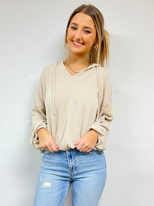 Corded Hoodie- Beige