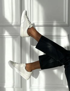 Zina Perforated Sneakers- White Leather