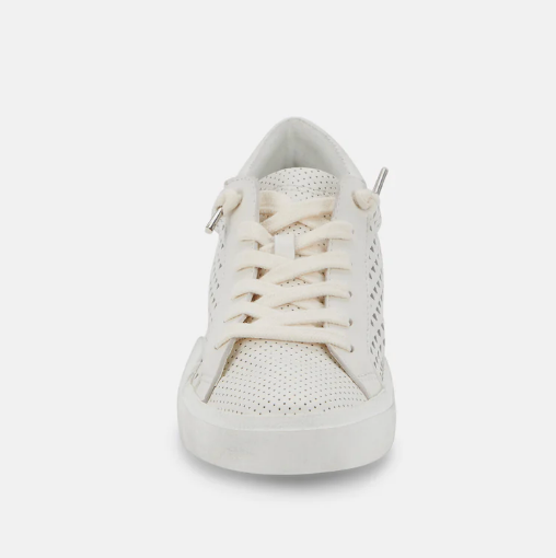 Zina Perforated Sneakers- White Leather
