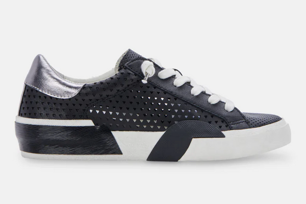 Zina Perforated Sneakers- Black Leather