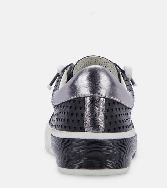 Zina Perforated Sneakers- Black Leather