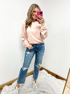 Rough Sleeve Pullover- Baby Pink