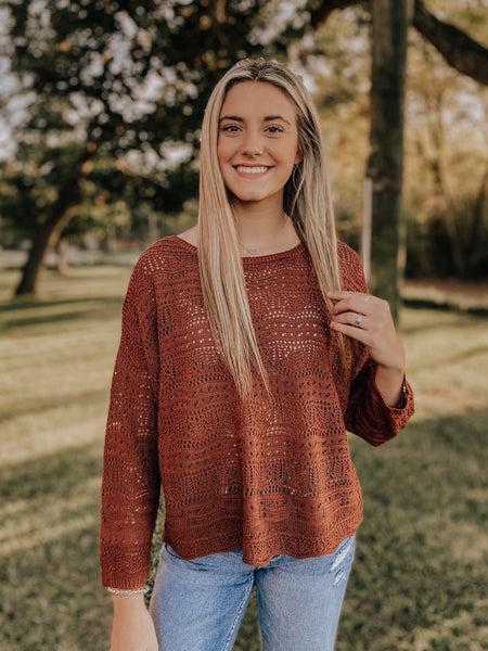 Rust Knit Tie Sweater